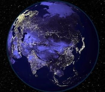 アジア地域の地球　夜の姿